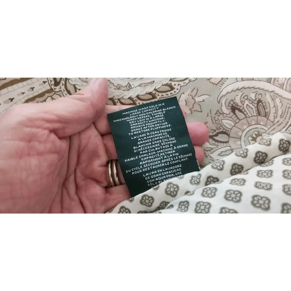 Ralph Lauren Marion Paisley Green Cotton Queen Reversible Comforter